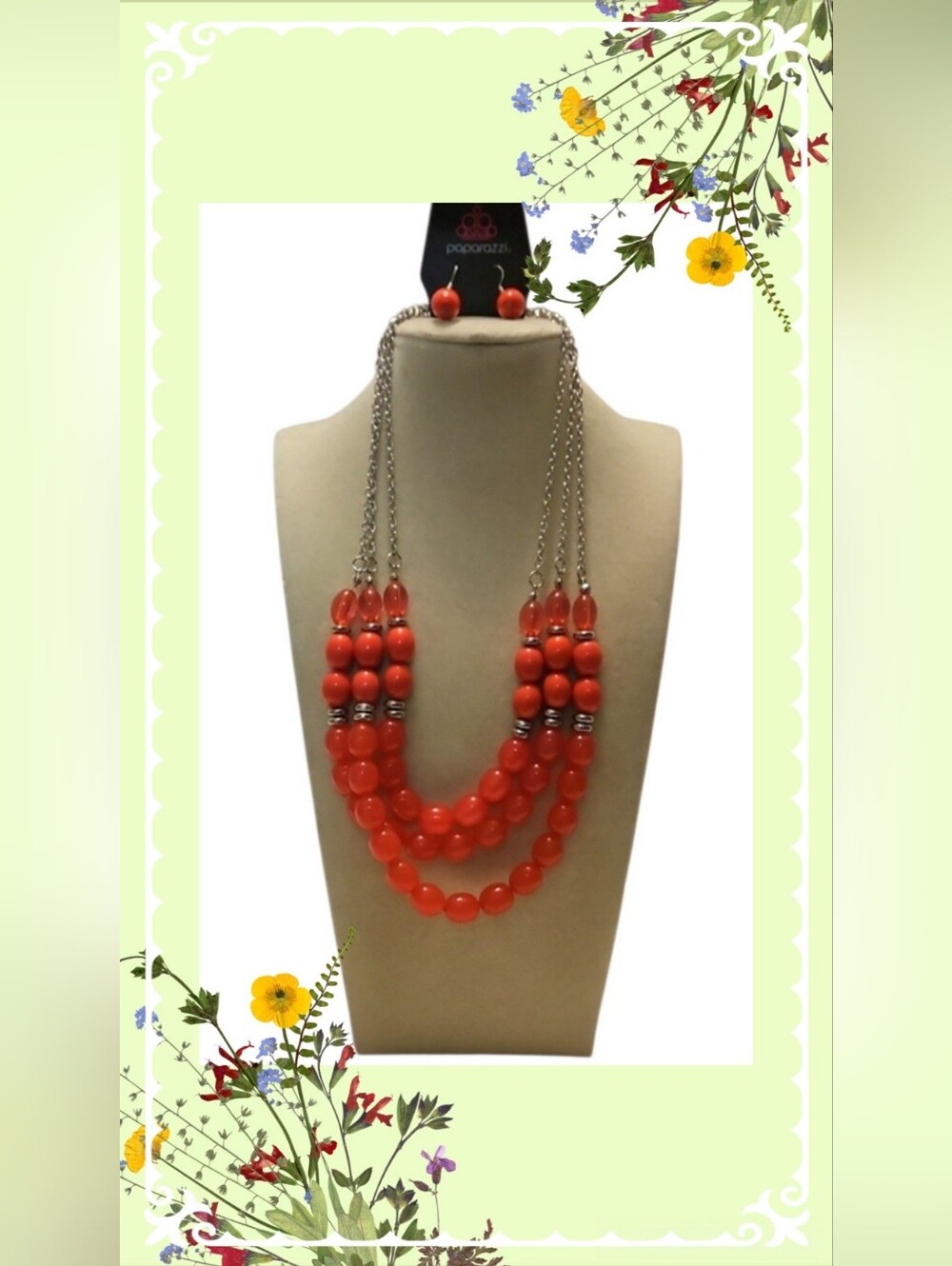 Paparazzi 'Coastal Cruise' Dark Pink Acrylic Bead Jewelry Set In Silver Tone